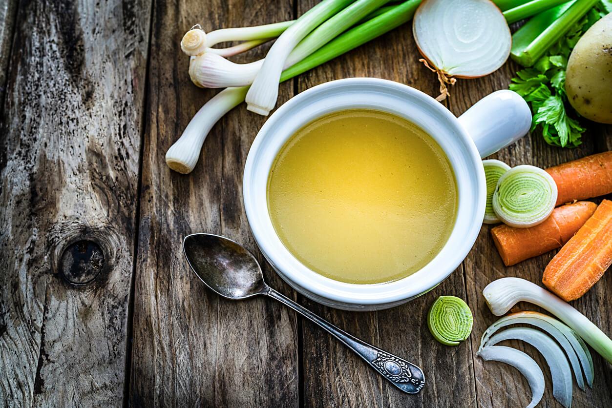 Vegetables broth with ingredients
